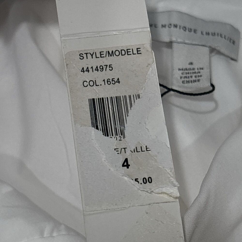 ML Monique Lhuillier White Maxi Dress 4 Formal Evening Bridal Front Slit NEW - Picture 15 of 16